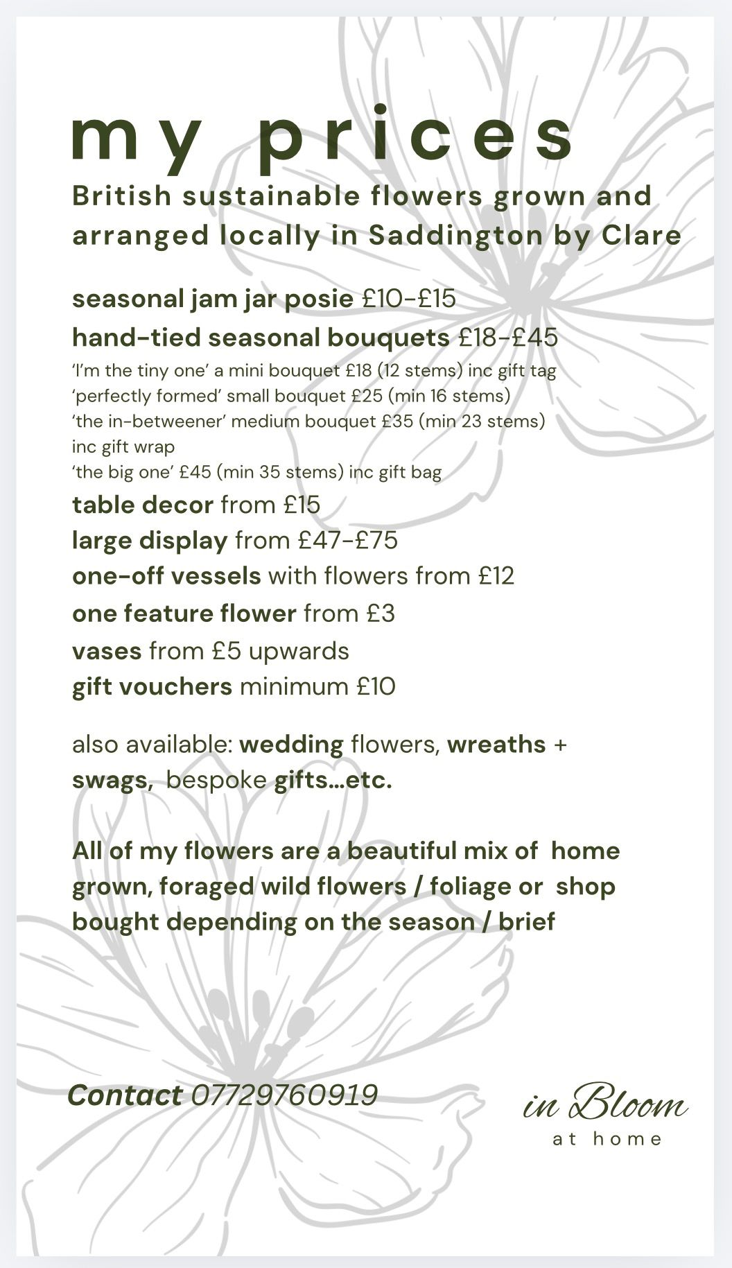 add on for guests staying at cowslip meadows a floral bouquet